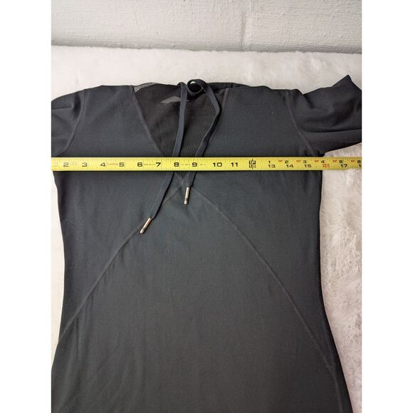 Alala Black Mesh Triangle Neck Drawstring Hoodie Athleisure Hooded Pullover - Picture 9 of 11